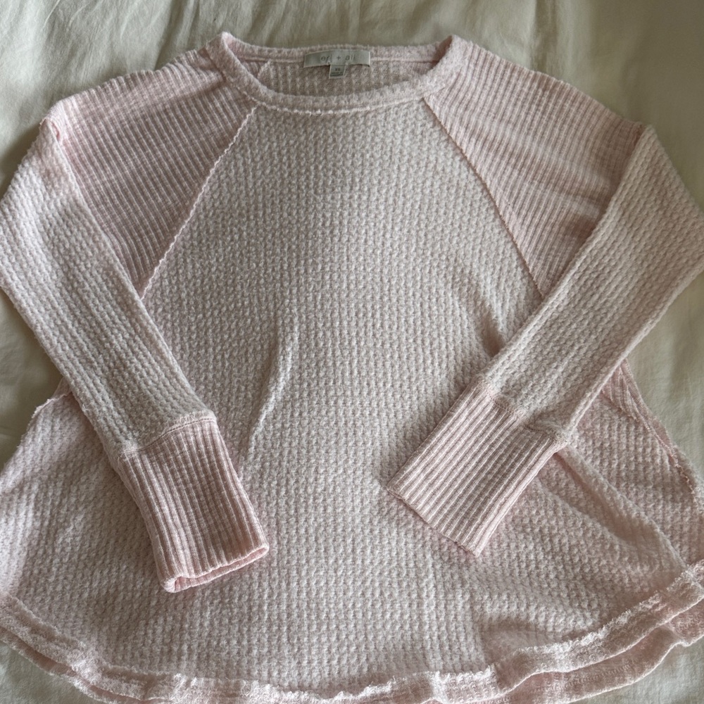 Anthropologie Pink Waffle Knit Long Sleeve